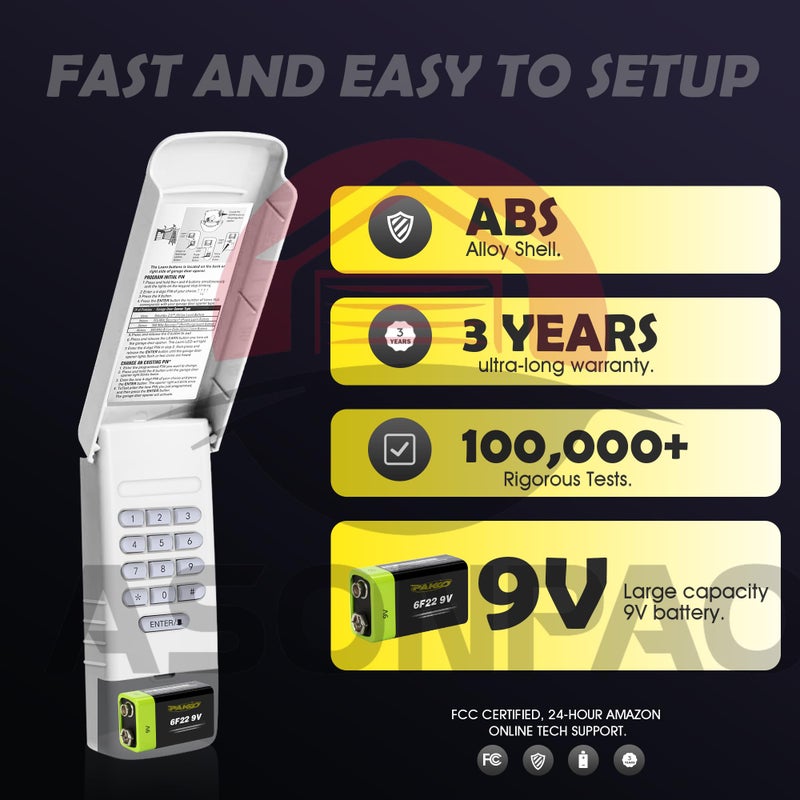 ASONPAO 1 لـ 877LM LiftMaster فتحت باب المرآب لوحة المفاتيح الأمنية + 2.0 MyQ ضمان لمدة 3 سنوات - Image 4